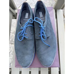 Johnston & Murphy Eaton Wingtip Plain Toe Dark Navy Nubuck 59-3849 13 M